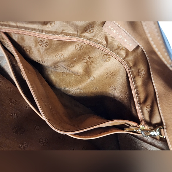 Tory Burch Emerson Canvas Leather Tote Caramel Brown Large Bag - Picture 7 of 15